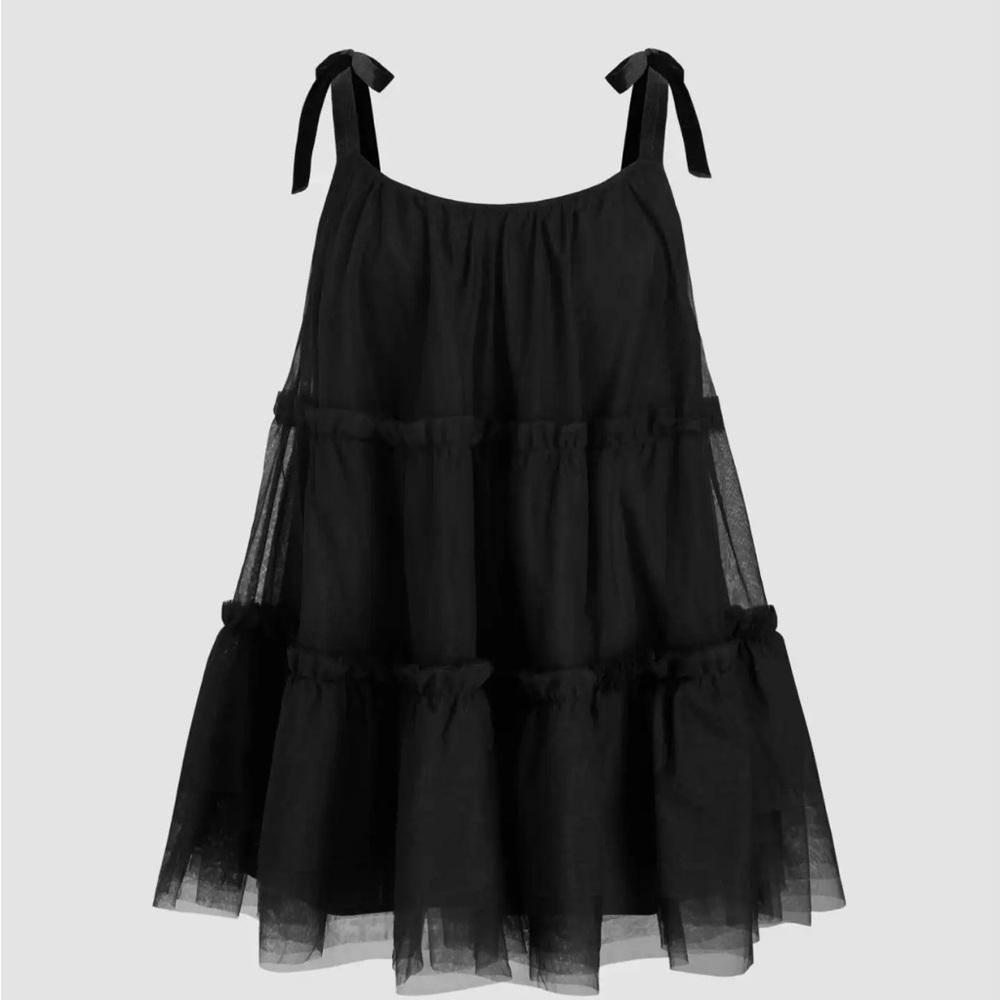 Black Mesh Tulle Mini Dress
